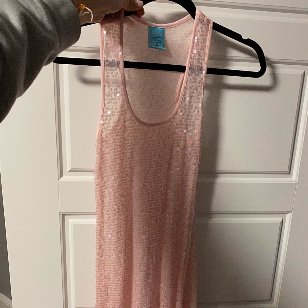Pink sequence mini dress